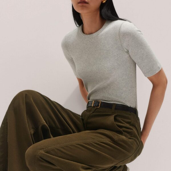 Me and Em Ultimate Rib Sweater Tee – luxury British Gray in Me and Em exclusively at Coveti