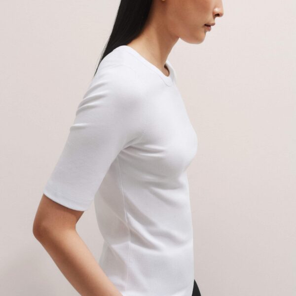 Me and Em Ultimate Rib Sweater Tee – luxury British White in Me and Em exclusively at Coveti