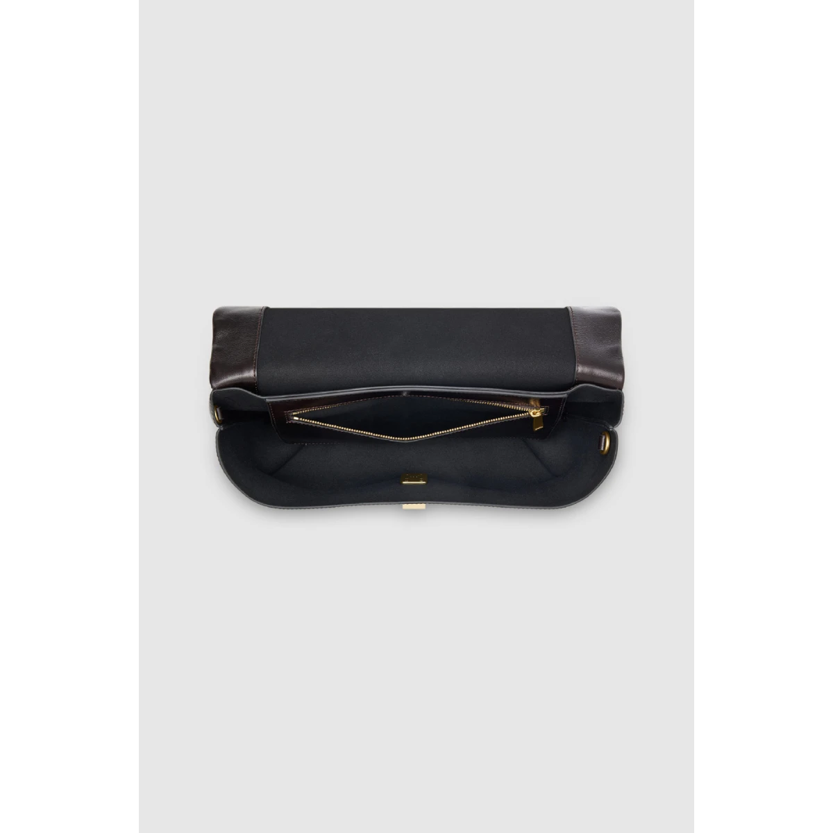 Internal product shot of the Oroton ETTA LARGE CLUTCH in DARK CHOCOLATE and Premium crackle leather for Women