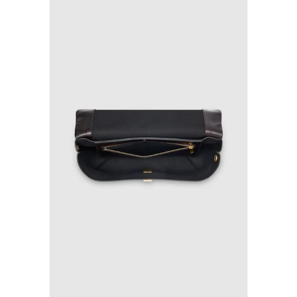 Internal product shot of the Oroton ETTA LARGE CLUTCH in DARK CHOCOLATE and Premium crackle leather for Women