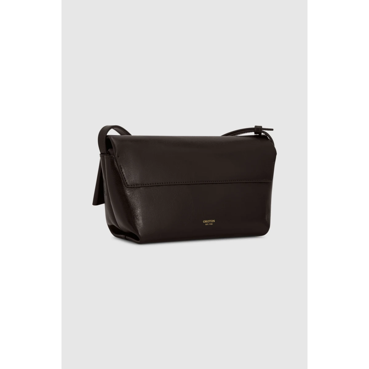 Back product shot of the Oroton ETTA MEDIUM CLUTCH in DARK CHOCOLATE and Premium crackle leather for Women