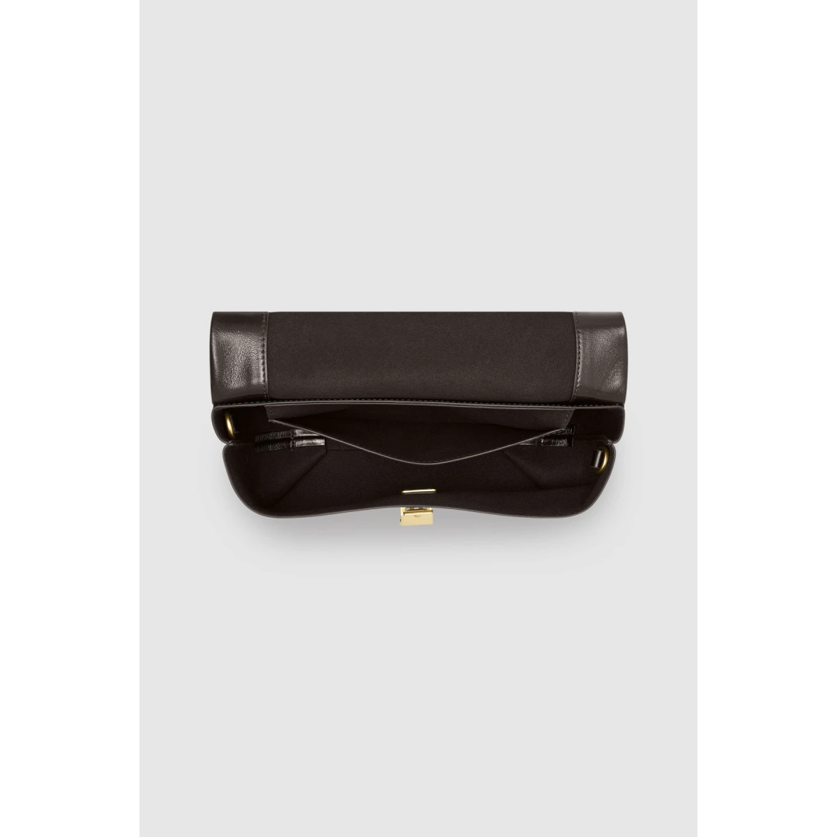 Internal product shot of the Oroton ETTA MEDIUM CLUTCH in DARK CHOCOLATE and Premium crackle leather for Women