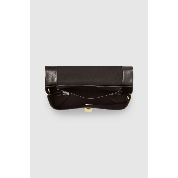 Internal product shot of the Oroton ETTA MEDIUM CLUTCH in DARK CHOCOLATE and Premium crackle leather for Women