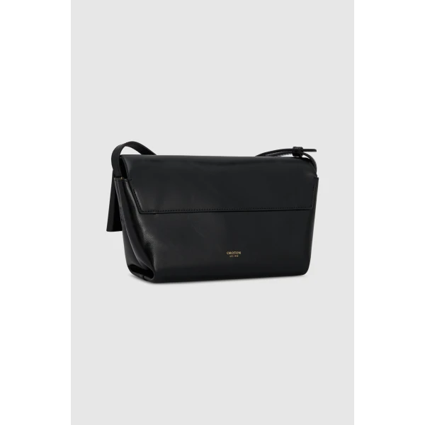 Back product shot of the Oroton ETTA MEDIUM CLUTCH CRACKLE in BLACK and Premium crackle leather for Women