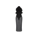 Rebecca Vallance Black Dresses The Seraphina Midi Dress in black epitomises feminine elegance