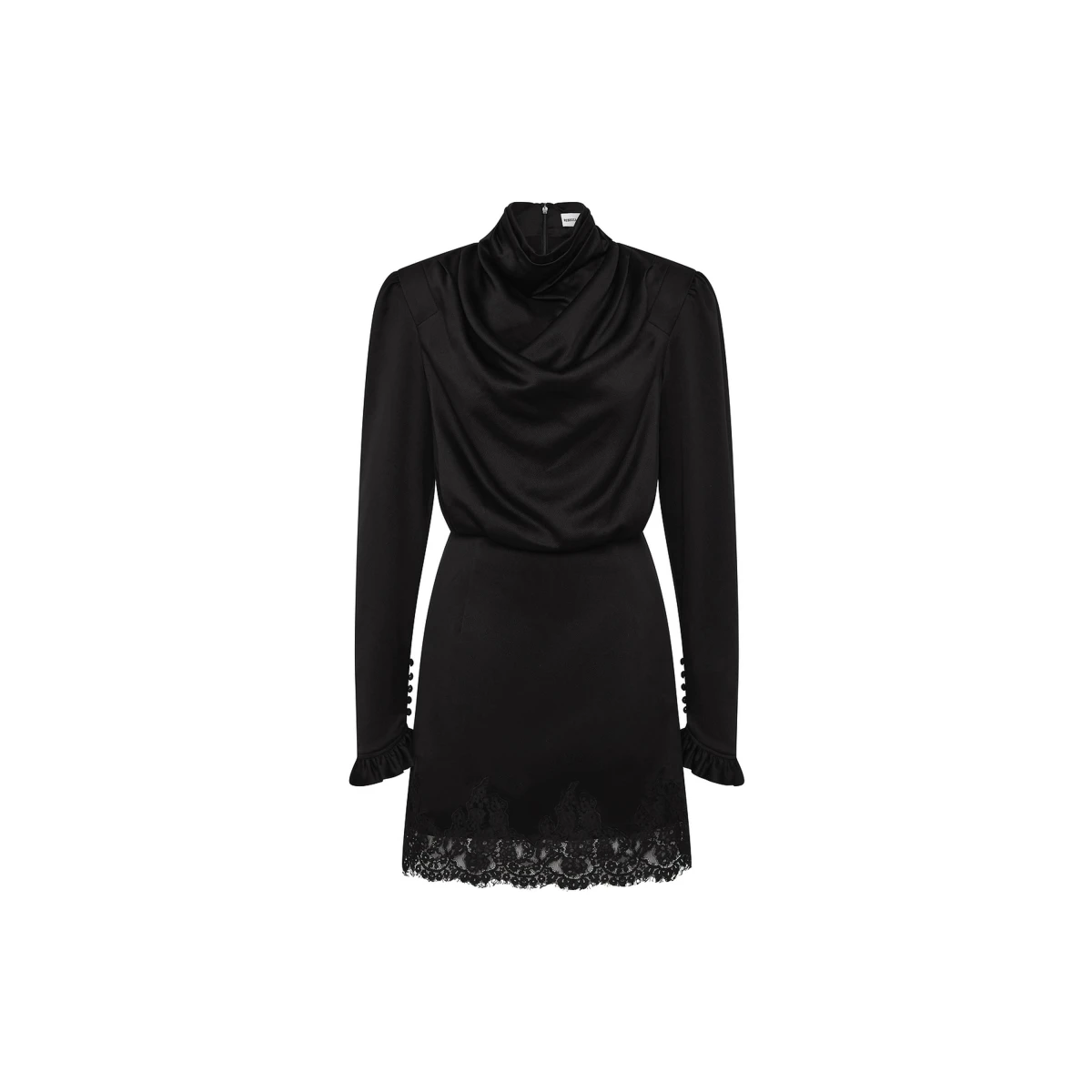 Rebecca Vallance Black Dresses The Raven Mini Dress in black infuses chic style with timeless sophistication. Featuring a high cowl neckline