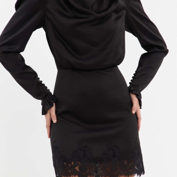 Rebecca Vallance Black Dresses The Raven Mini Dress in black infuses chic style with timeless sophistication. Featuring a high cowl neckline