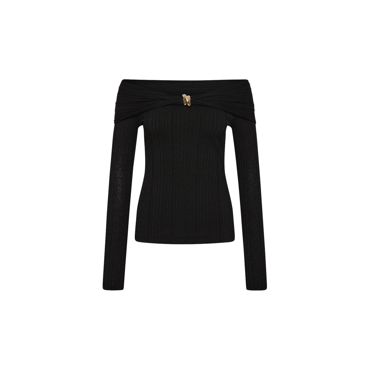 Rebecca Vallance Black Tops The Attie Top in black is a versatile wardrobe staple designed to elevate your everyday styling. Featuring an elegant bardot neckline