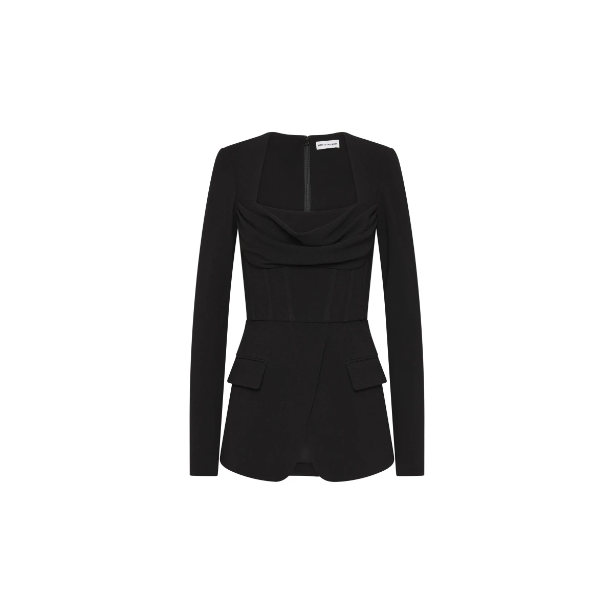 Rebecca Vallance Black Tops The Bethany Top in black is a modern styling essential designed to elevate any look. Tailored from bonded crepe