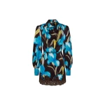 Rebecca Vallance Blue Dresses The Ingrid Mini Dress harmonises class and sophistication with a timeless blue iris floral print. Featuring a high cowl neckline