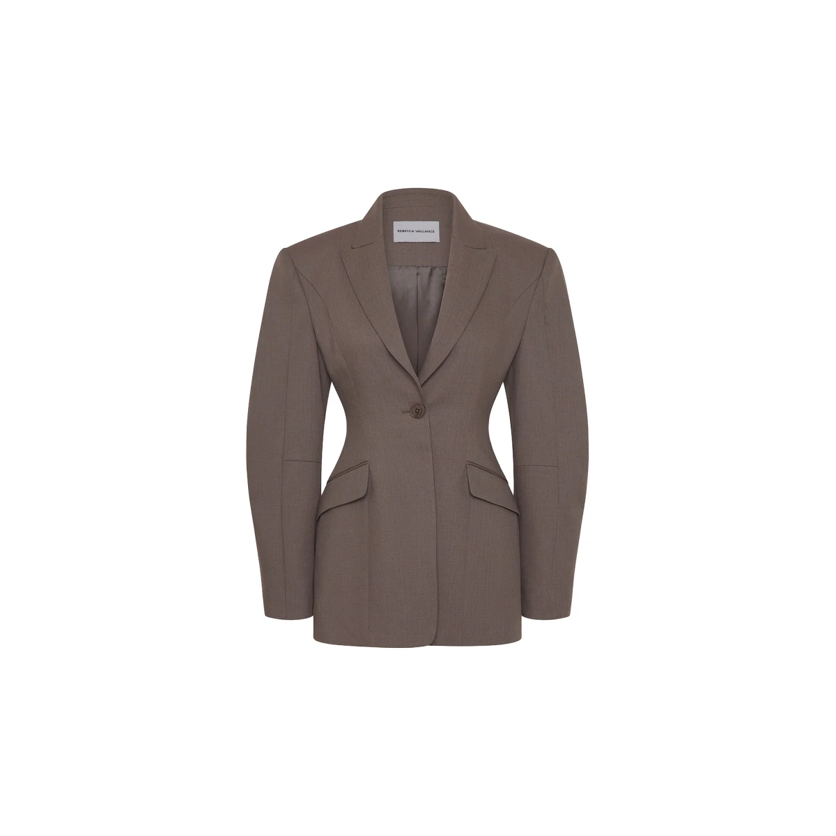 Rebecca Vallance Brown Jackets The Noah Blazer epitomises sleek sophistication in dark taupe. Featuring a single-breasted design