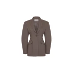 Rebecca Vallance Brown Jackets The Noah Blazer epitomises sleek sophistication in dark taupe. Featuring a single-breasted design