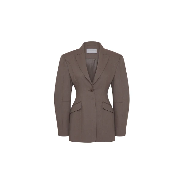 Rebecca Vallance Brown Jackets The Noah Blazer epitomises sleek sophistication in dark taupe. Featuring a single-breasted design