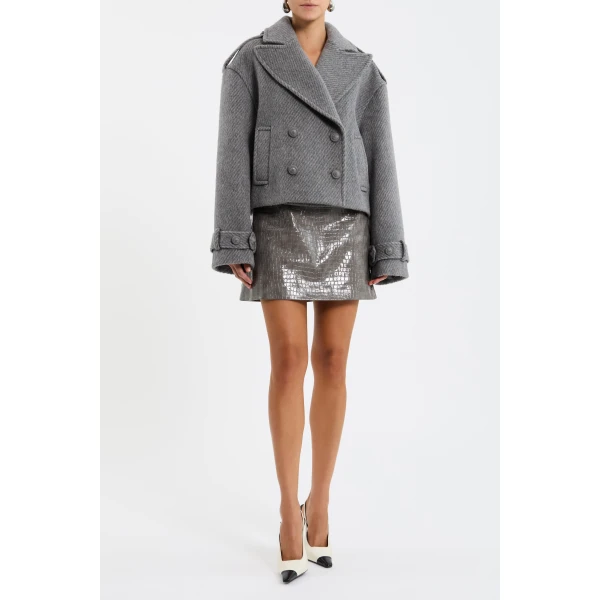 crafted from wool. Featuring a cropped