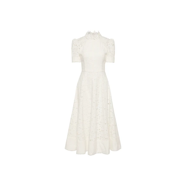 Rebecca Vallance Ivory Dresses The Kitsu Short Sleeve Midi Dress is eye-catching in ivory