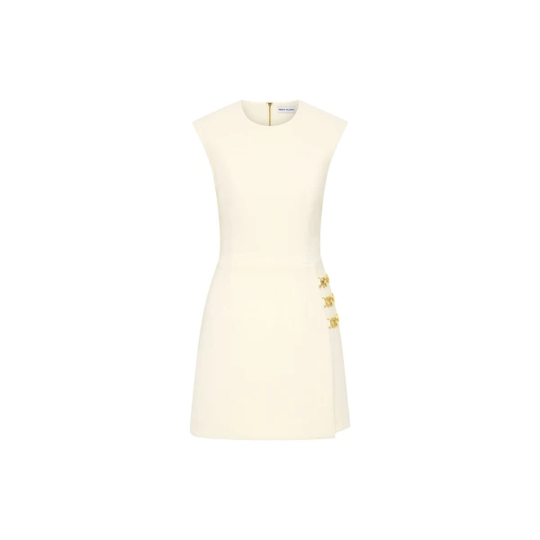 Rebecca Vallance Ivory Dresses The Freyja Mini Dress in cream radiates timeless elegance. Tailored from bonded crepe