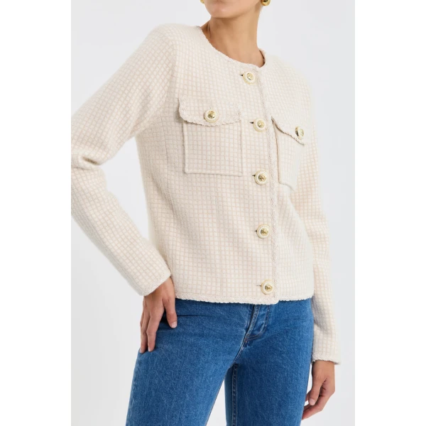 Rebecca Vallance Ivory Jackets The Robin Jacket in cream exudes effortless sophistication. Designed with a semi-fitted silhouette