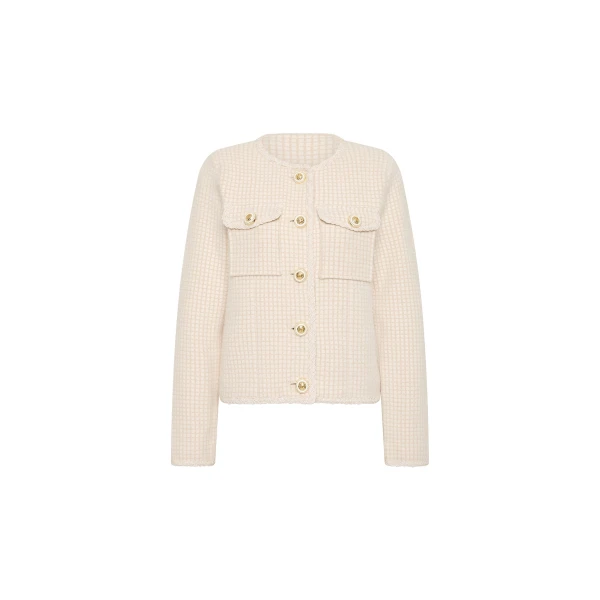 Rebecca Vallance Ivory Jackets The Robin Jacket in cream exudes effortless sophistication. Designed with a semi-fitted silhouette