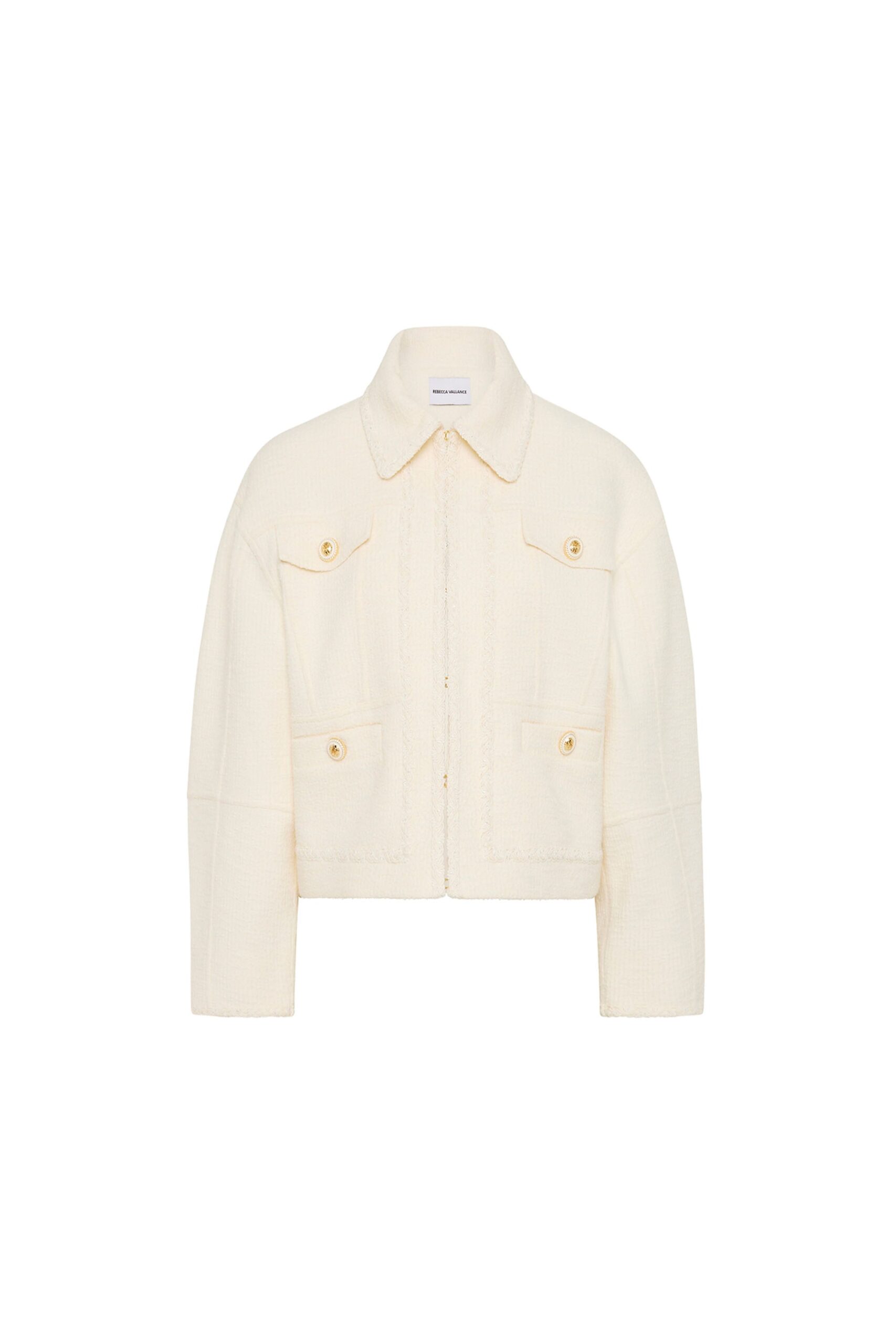 Rebecca Vallance Ivory Jackets The Jonie Jacket is effortlessly chic in cream. Tailored from tweed