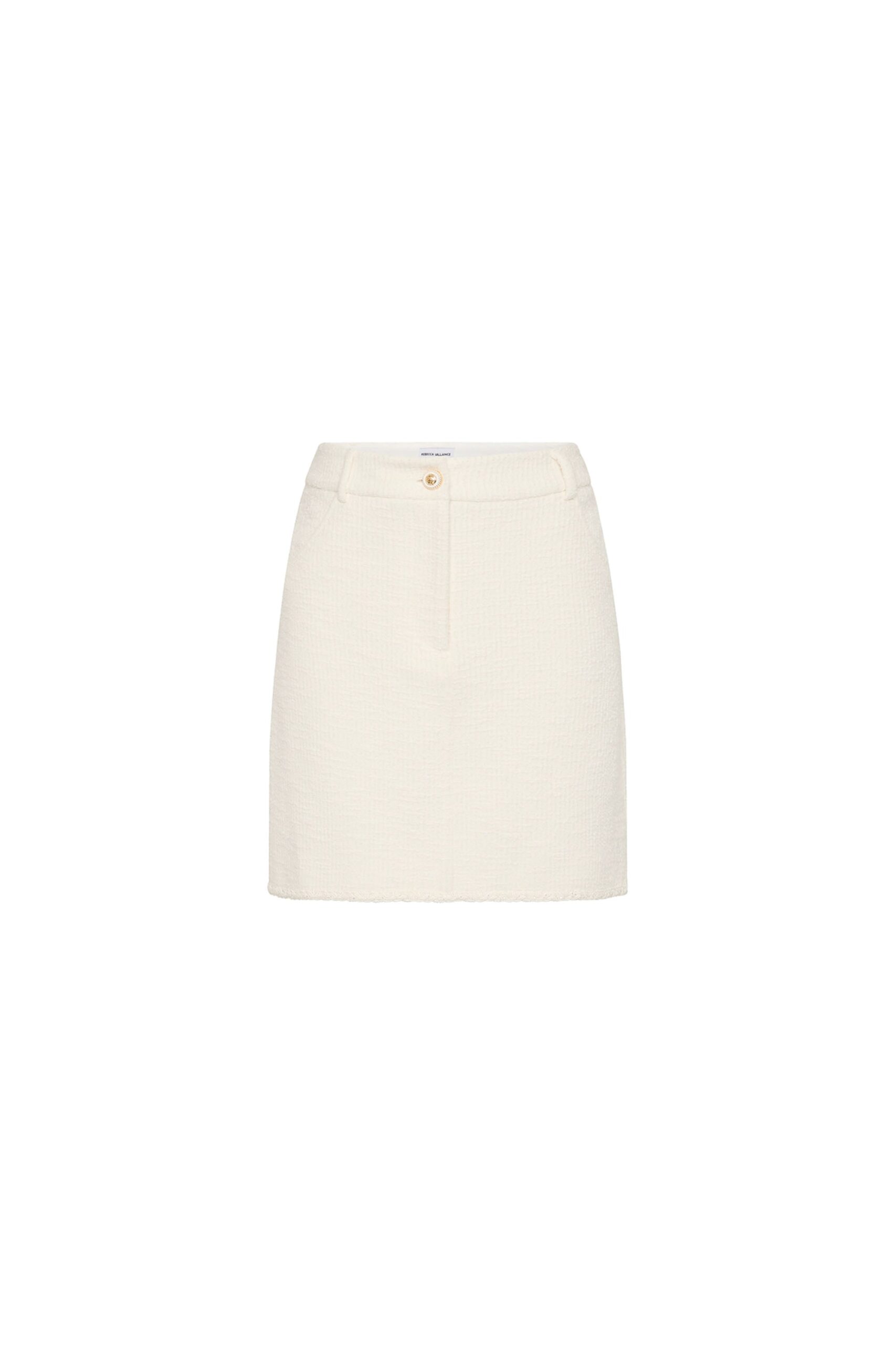 Rebecca Vallance Ivory Skirts The Jonie Skirt seamlessly blends contemporary design with timeless style in cream. Crafted from tweed