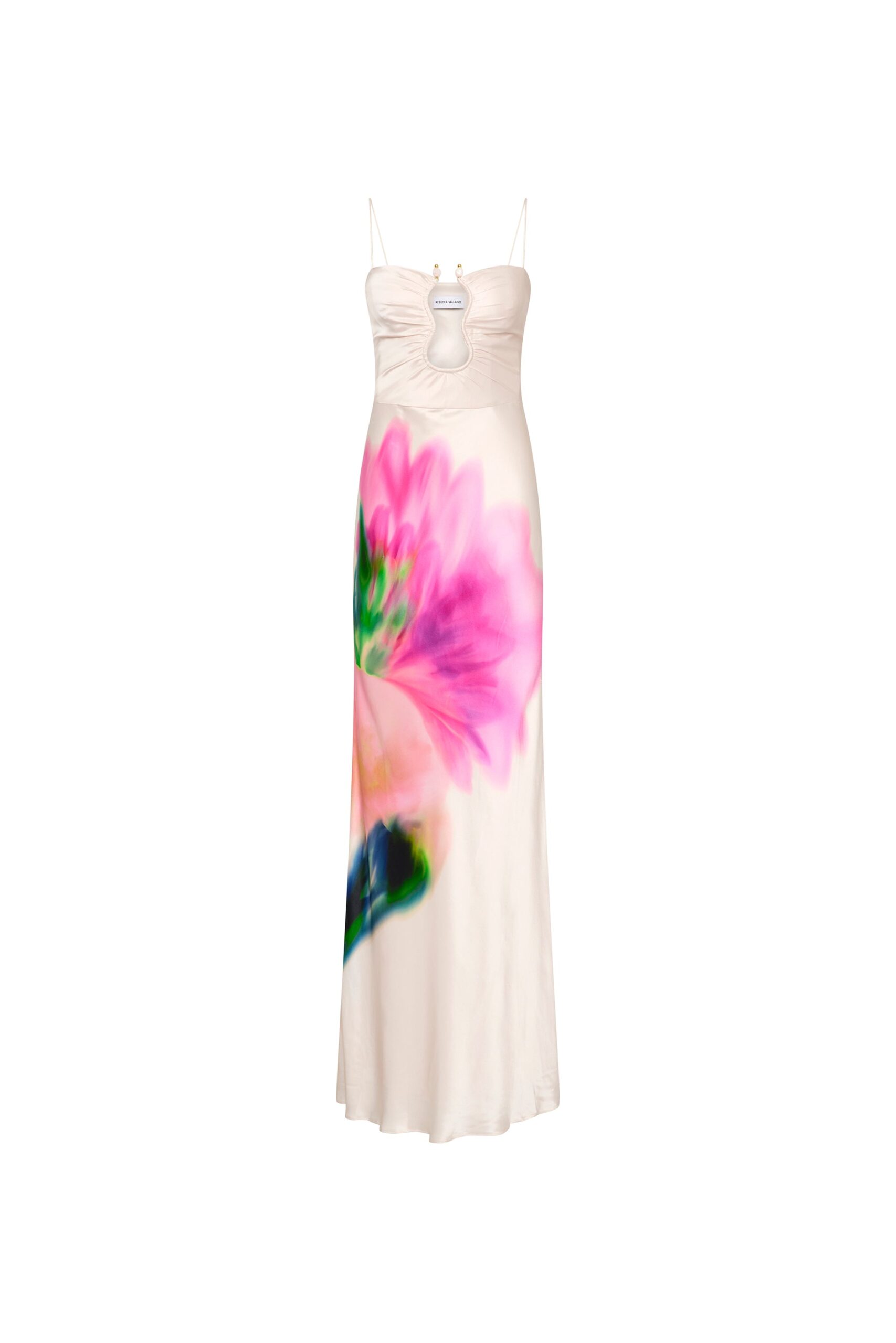 Rebecca Vallance Multicolour Dresses The Dahlia Blossom Gown harmonises feminine elegance with a custom floral print