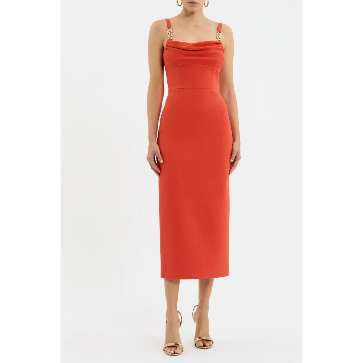 adorned with gold trim detailing for a touch of opulence. Crafted from bonded crepe