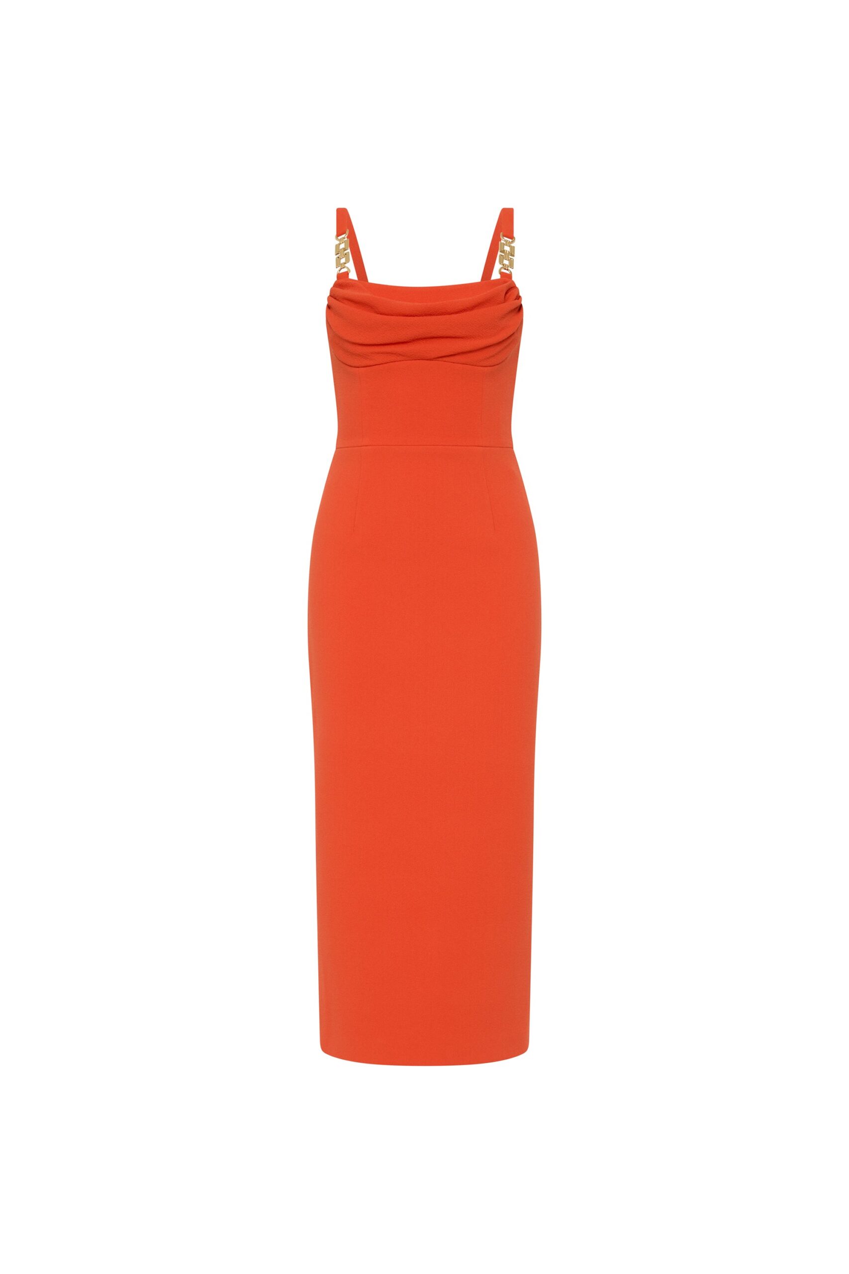Rebecca Vallance Orange Dresses The Empress Midi Dress is striking in orange