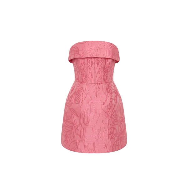 Rebecca Vallance Pink Dresses The Petra Mini Dress radiates chic style in pink. Tailored from brocade