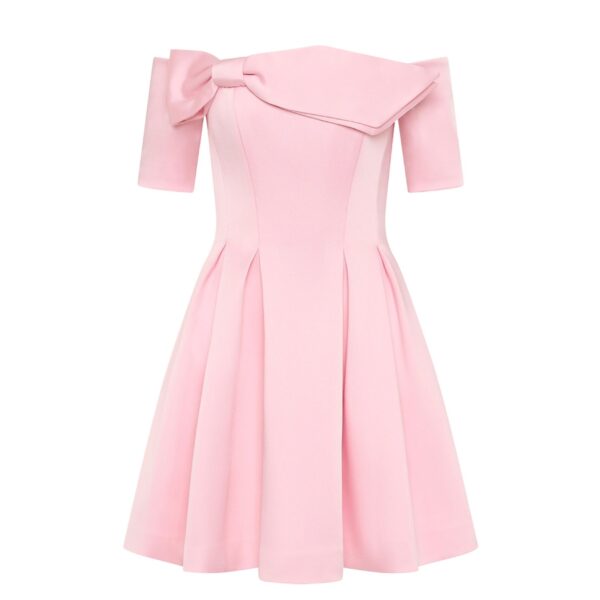 Rebecca Vallance Pink Dresses The Aymee Strapless Mini Dress is effortlessly chic in a soft pink hue. Tailored from bonded satin