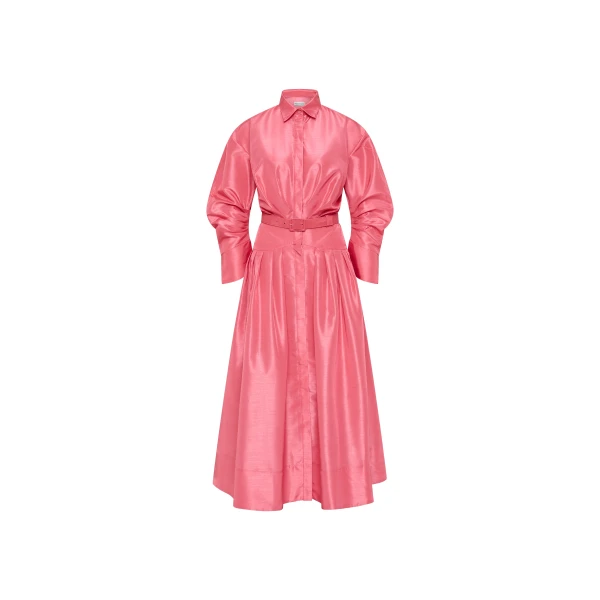Rebecca Vallance Pink Dresses The Maple Shirt Midi Dress in pink blends modern sophistication with effortless elegance