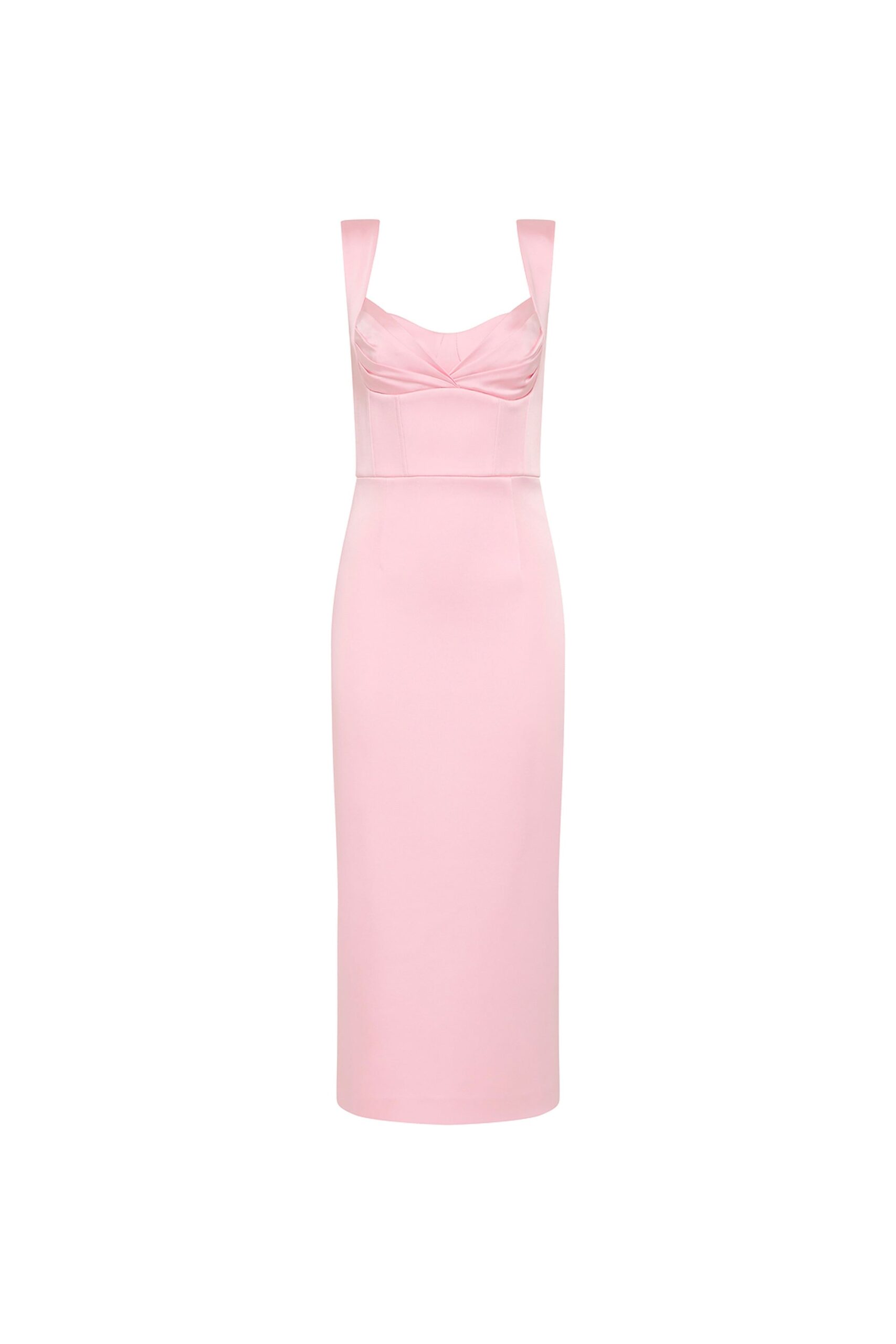 Rebecca Vallance Pink Dresses The Aymee Midi Dress in soft pink radiates feminine elegance