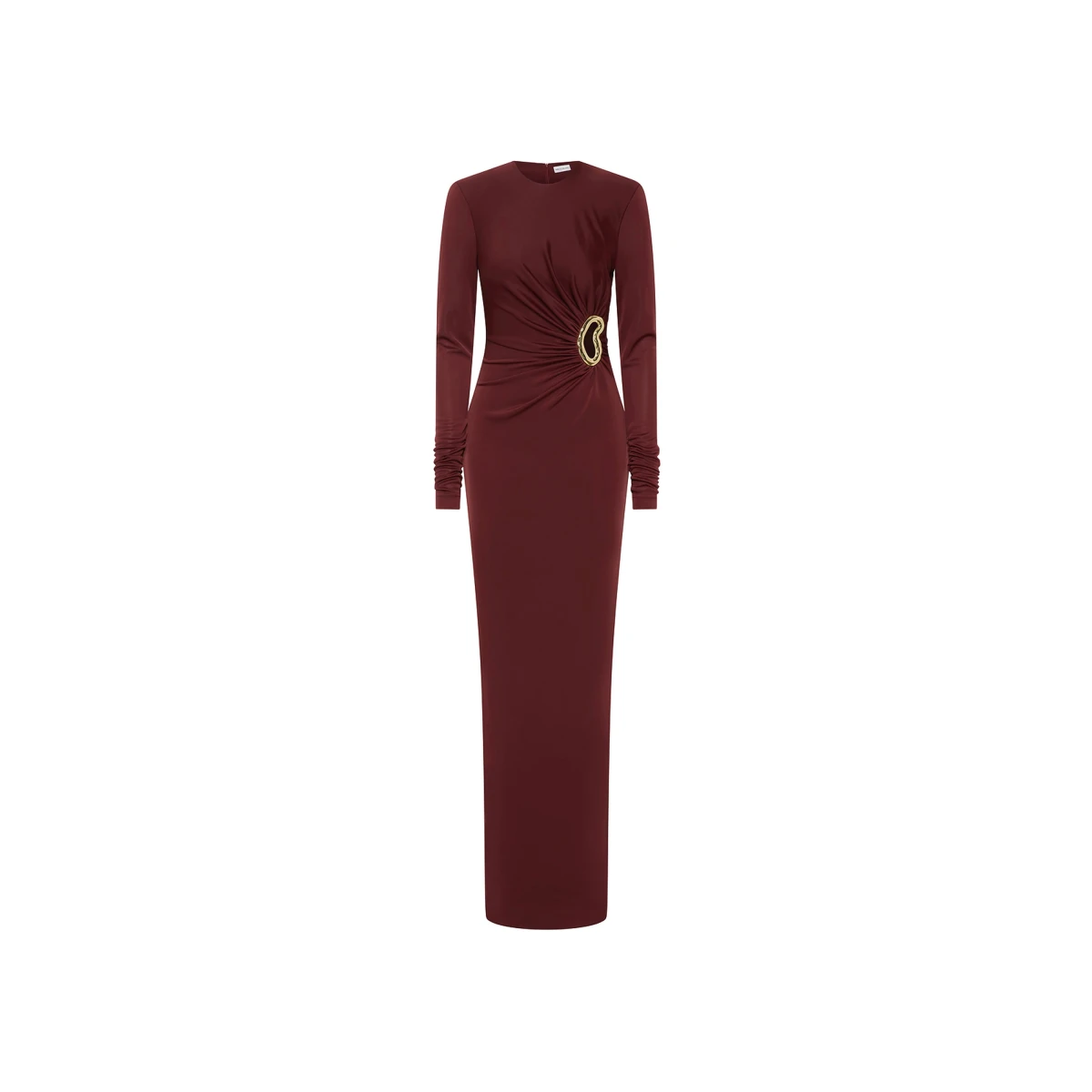 Rebecca Vallance Red Dresses The Mischa Long Sleeve Maxi Dress is effortlessly striking in a rich wine hue
