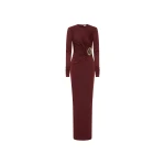 Rebecca Vallance Red Dresses The Mischa Long Sleeve Maxi Dress is effortlessly striking in a rich wine hue