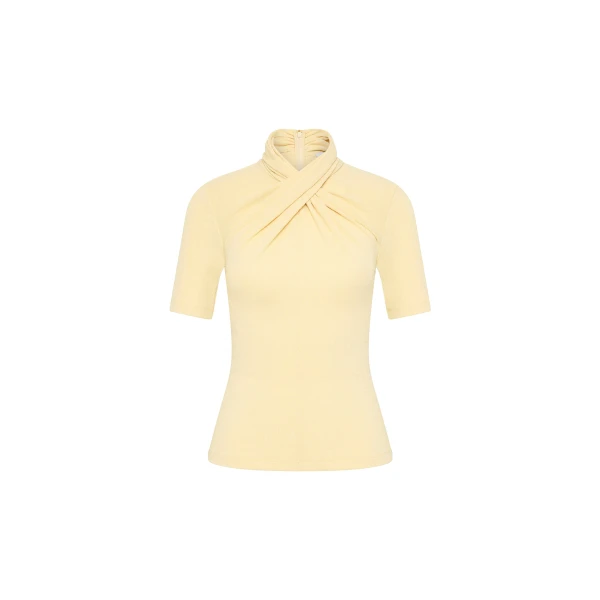 Rebecca Vallance Yellow Tops The Arial Short Sleeve Top in a playful butter-yellow hue infuses sophistication and comfort. Tailored from a premium textured jersey