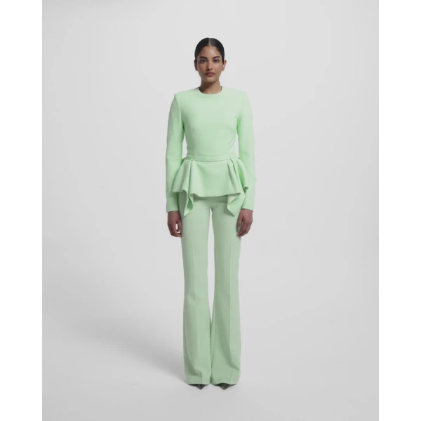 Alexa Trousers In Brook Green by Safiyaa ‚Äì luxury pants in Green available at Coveti