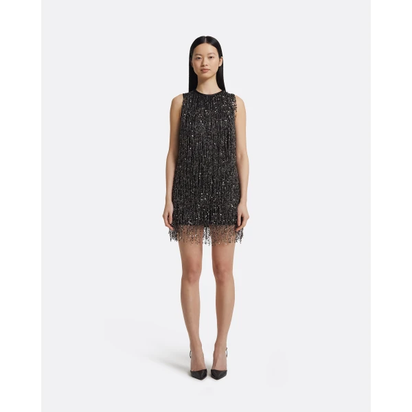 Safiyaa Amal Short Dress In Black With Gunmetal, view 2
