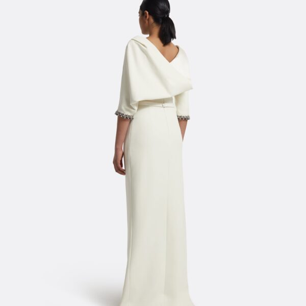 Amaris Long Dress In Ivory With Gunmetal by Safiyaa ‚Äì luxury dresses in Ivory available at Coveti