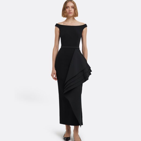 Bree Midi Dress In Black by Safiyaa ‚Äì luxury dresses in Black available at Coveti