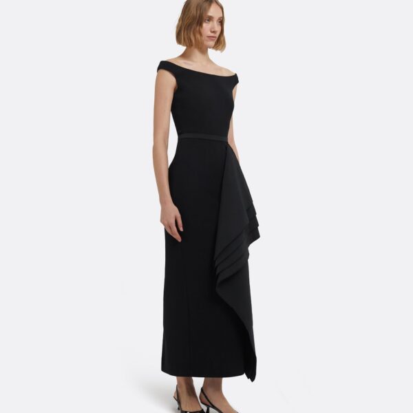 Bree Midi Dress In Black by Safiyaa ‚Äì luxury dresses in Black available at Coveti