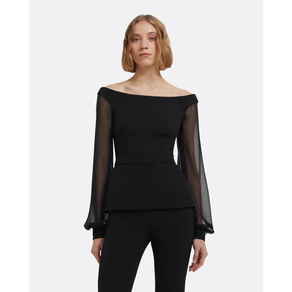 Breena Top In Black by Safiyaa ‚Äì luxury tops in Black available at Coveti