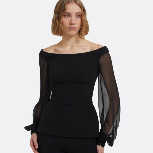 Breena Top In Black by Safiyaa ‚Äì luxury tops in Black available at Coveti