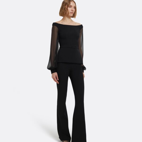 Breena Top In Black by Safiyaa ‚Äì luxury tops in Black available at Coveti