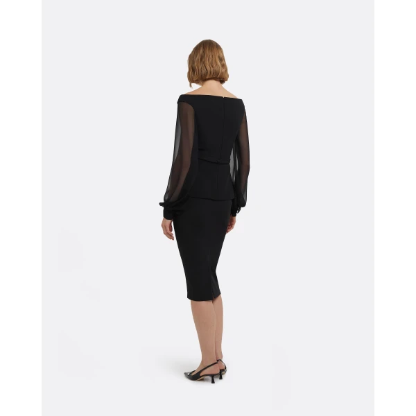 Safiyaa Breena Top In Black With Embellished Belt, view 4