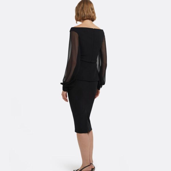 Breena Top In Black With Embellished Belt by Safiyaa ‚Äì luxury tops in Black available at Coveti