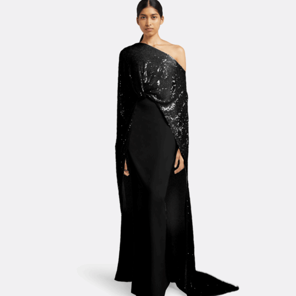 Cadenza Black Long Dress by Safiyaa ‚Äì luxury dresses in Black available at Coveti