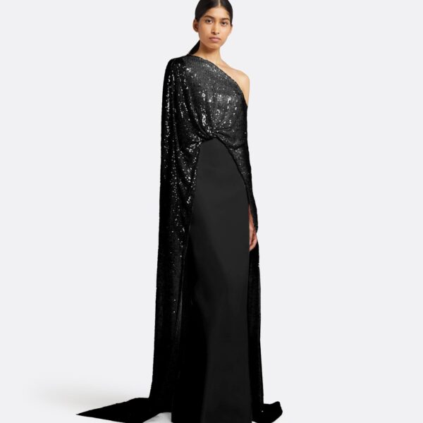 Cadenza Black Long Dress by Safiyaa ‚Äì luxury dresses in Black available at Coveti