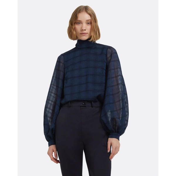 Carlie Top In Navy by Safiyaa ‚Äì luxury tops in Blue available at Coveti