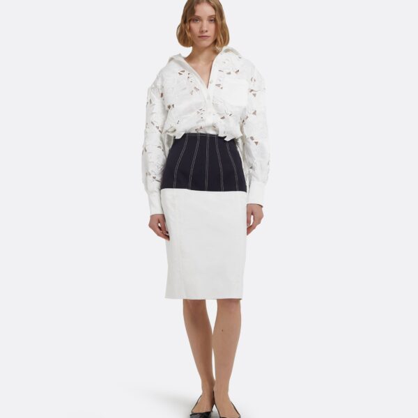 Gemma Skirt In Midnight Navy And Ivory by Safiyaa ‚Äì luxury skirts in Ivory available at Coveti