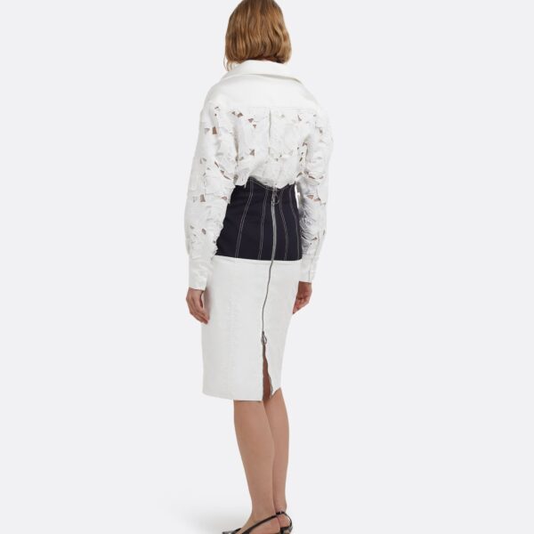 Gemma Skirt In Midnight Navy And Ivory by Safiyaa ‚Äì luxury skirts in Ivory available at Coveti