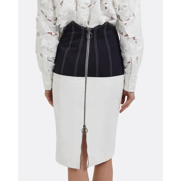 Safiyaa Gemma Skirt In Midnight Navy And Ivory, view 4
